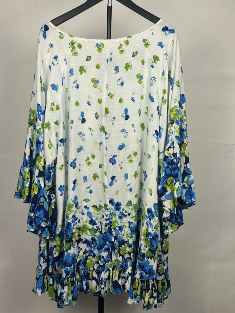 Avenue White Floral Tassel Tie Ruffle-Hem Tunic with Blue and Green Print - Picture 5 of 11